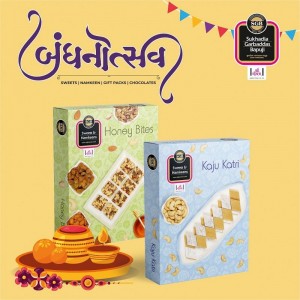 Rakhi Honey Bites + Kaju Katri + Bandhan Thali + Greeting Card Combo Pack