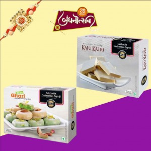 Rakhi Ghee Ghari + Kaju Katri Combo Pack With 1 Rakhi
