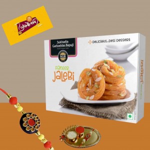 Rakhi Paneer Jalebi Combo Pack With 1 Rakhi and 1 Bandhan Thali